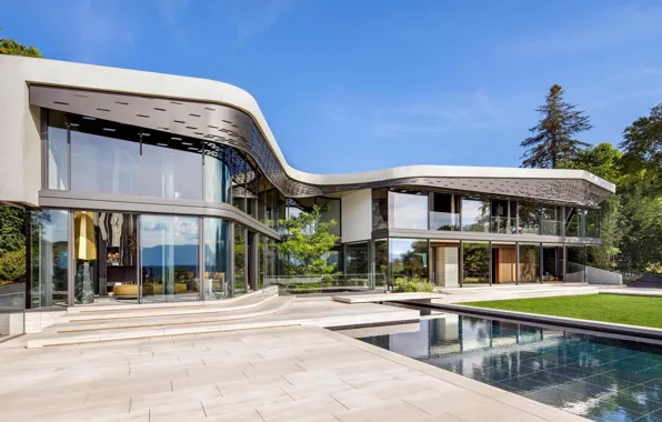 Design, design, Villa, pool, Switzerland, architecture, terrace, Switzerland