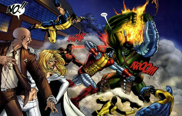 Battle, x-men, Wolverine, marvel, comic, comics, Emma Frost, hulk
