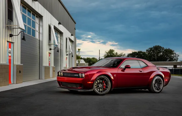 Picture car, Dodge Challenger, sky, asphalt, Dodge Challenger SRT, Dodge Challenger SRT Hellcat Widebody