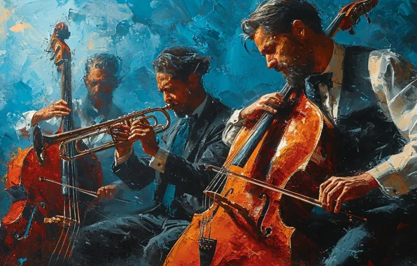 Music, the game, picture, jazz, pipe, painting, men, strokes