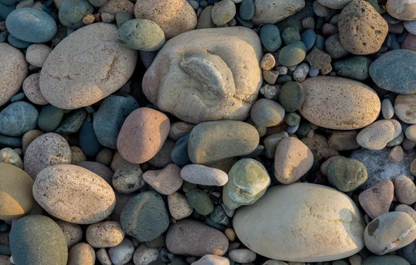 Picture sea, beach, the sun, pebbles, stones