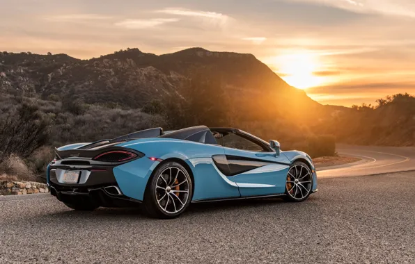 Sunset, McLaren, supercar, rear view, 2018, Spider, 570S