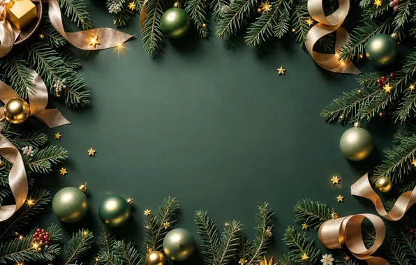 Decoration, background, balls, Christmas, New year, golden, new year, Christmas