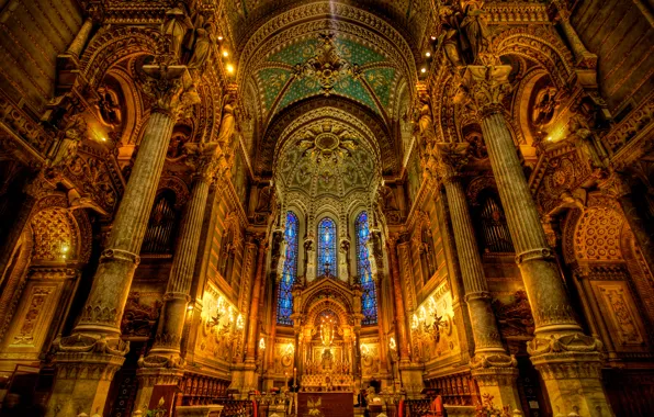 Light, Church, Cathedral, stained glass, religion, column