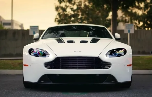 Aston Martin, Vantage, White, Aston, V12, Martin