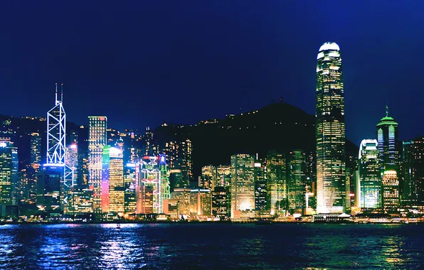 Night, the city, Hong Kong, panorama, Hong Kong