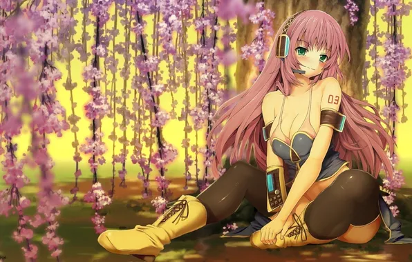 Picture girl, flowers, anime, Vocaloid, Vocaloid, pink hair
