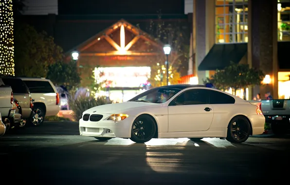Picture white, black, street, bmw, BMW, white, drives, side view
