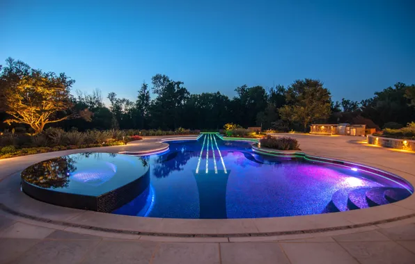 Picture trees, pool, Jacuzzi, pool, evening., desigens, luxory