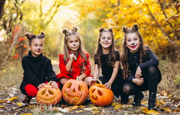 Road, autumn, look, nature, children, pose, Park, holiday