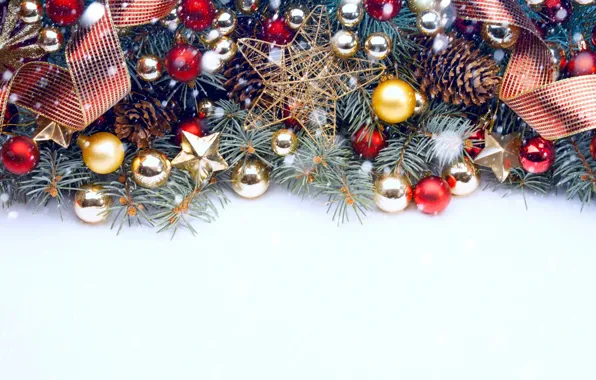 Picture branches, holiday, new year, spruce, Christmas balls