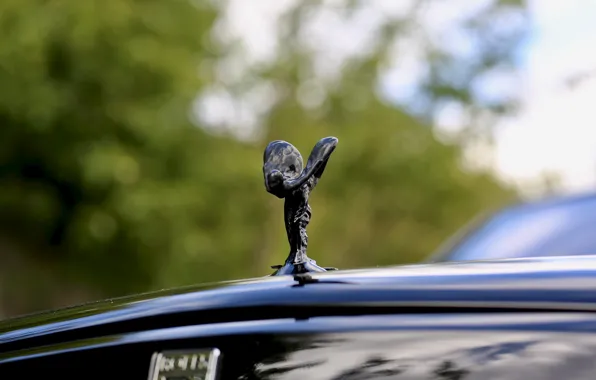 Picture Rolls Royce, Black, SUV, Cullinan, Spirit of ecstasy