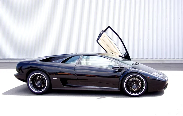 Picture tuning, the door, black, lamborghini, side view, hamann, diablo, Lamborghini