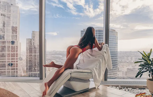 Ass, panties, linen, Girl, chair, figure, legs, Andrey Morozov