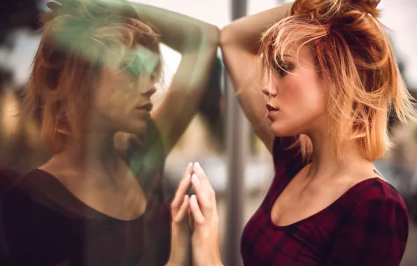 Picture summer, look, girl, face, reflection, sweetheart, haircut, portrait
