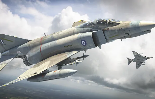 Fighter-bomber, double, McDonnell Douglas F-4 Phantom II, Air force Greece, long-range fighter-interceptor