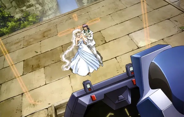 Bouquet, the bride, sight, veil, art, the groom, wedding dress, Mobile Suit Gundam