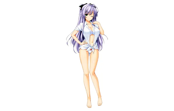 Girl, sexy, cleavage, long hair, legs, boobs, anime, beautiful