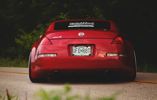 Red, red, Nissan, Nissan, 350Z, stance