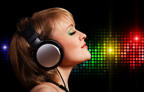Background, Girl, headphones, beads