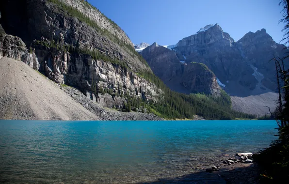 The sky, trees, mountains, lake, Canada, Albert