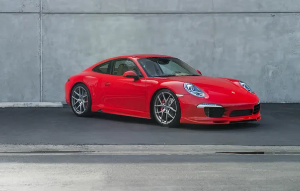 Porsche, red, Porsche, 991, frontside, Carerra S