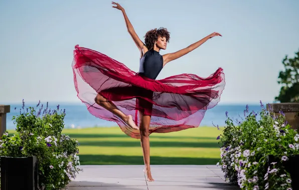 Flowers, jump, dance, grace, ballerina, gesture