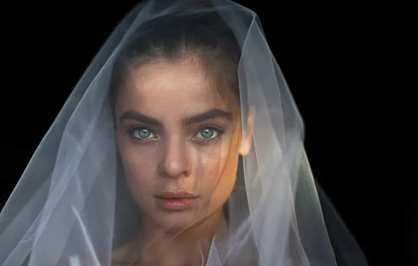 Girl, face, model, portrait, veil, femininity, Alina, Victor aka kmzer