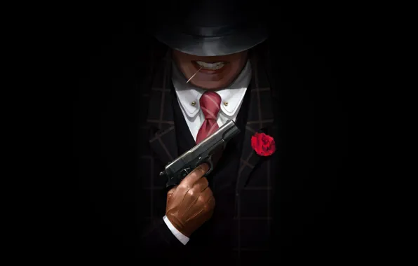 Picture Minimalism, Gun, Background, Art, Illustration, Gangster, Mafia, Vladimir Malakhovskiy