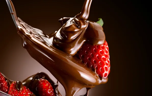 Picture the sweetness, strawberry, spoon, dessert, sweet, strawberry, dessert, chocolate-covered strawberries