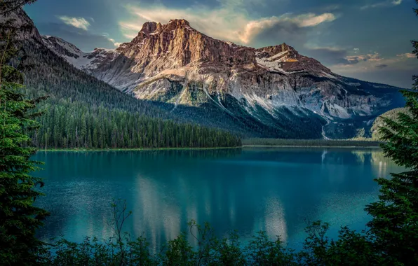 Forest, mountains, lake, Canada, Canada, British Columbia, British Columbia, Yoho National Park