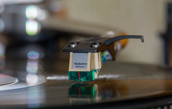 Music, needle, spinner, vinyl, bokeh, the tonearm, technix