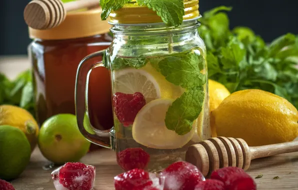 Berries, lemon, drink, lemonade