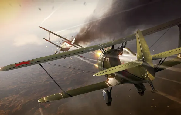 The sky, war, fighters, aircraft, Halkin-Gol, Japanese Ki-10, dogfight, the Soviet I-15