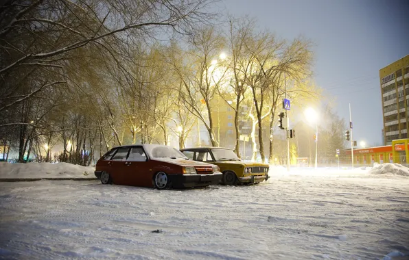 Winter, machine, snow, Auto, Lada, auto, Lada, VAZ
