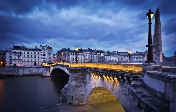 Picture night, bridge, Paris, Pont