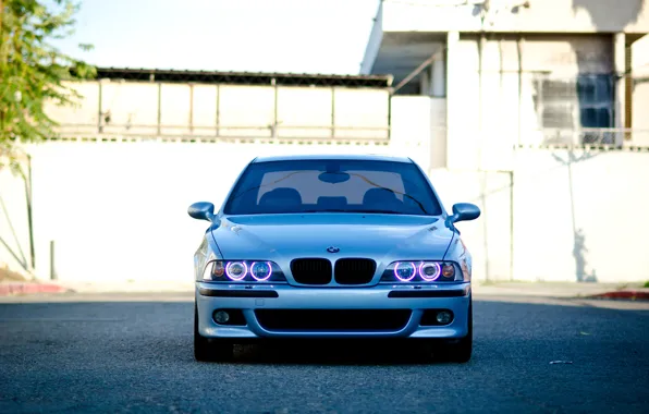 BMW, E39, Silver, M5, Front view