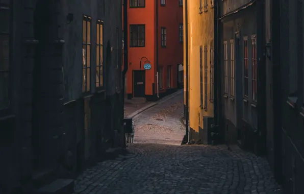 City, wallpaper, Sweden, street, buildings, Stockholm, cobblestones