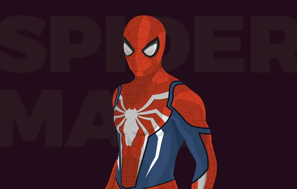 Red, background, the inscription, vector, costume, superhero, Spider-man, Spider-Man