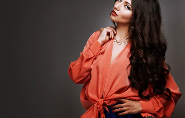 Picture girl, pose, model, hair, hands, makeup, curls, Elena Kharichkina