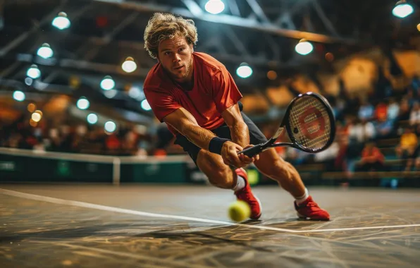 The ball, Sport, Male, Tennis, Racket, Digital art, AI art, The Art of Artificial Intelligence