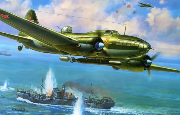 The plane, figure, bomber, Zhirnov, Ilyushin, Il-4