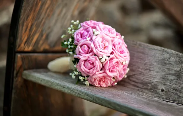 Flowers, roses, bouquet, pink, wedding, flowers, bouquet, roses
