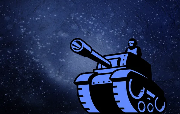 Picture people, tank, gun, blue background, tanker, tank