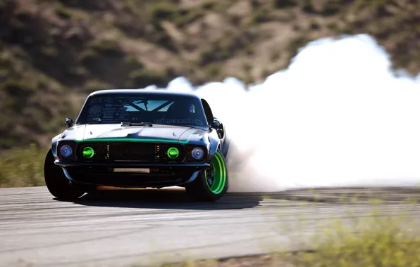 Picture smoke, skid, sport, drift, drift, Ford, ford mustang