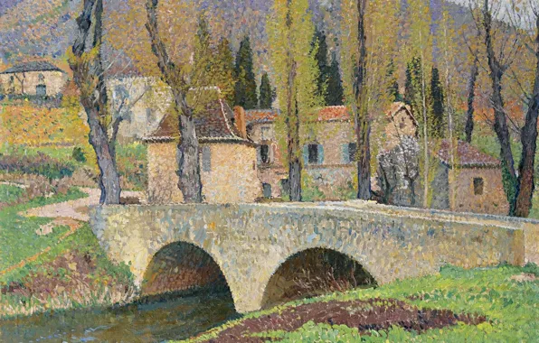 Landscape, picture, Henri-Jean Guillaume Martin, Henri Matrin, The bridge in Labastide-du-Vert