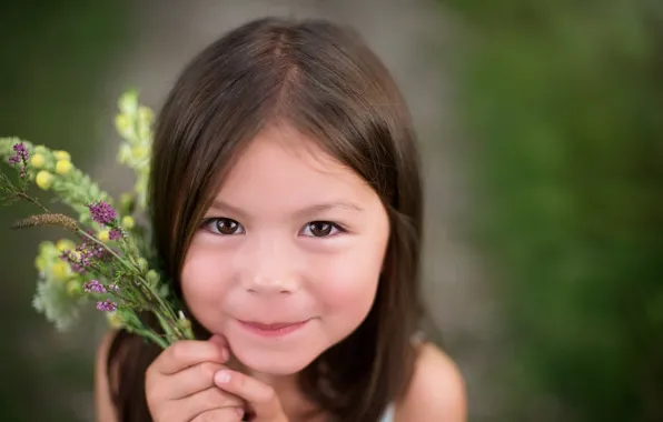 Smile, girl, a bunch, brown-eyed, Jade