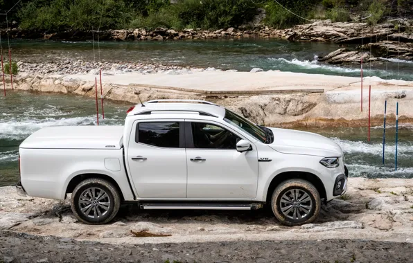 White, Mercedes-Benz, side view, pickup, 2018, X-Class