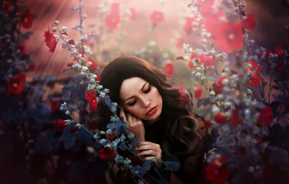 FLOWERS, Judy Goldammer, by Melanie Dietze, Model Judy Goldammer