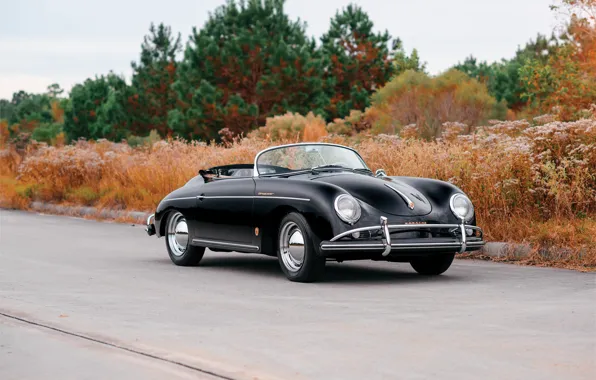 Porsche, black, 1957, 356, Porsche 356A 1600 Speedster